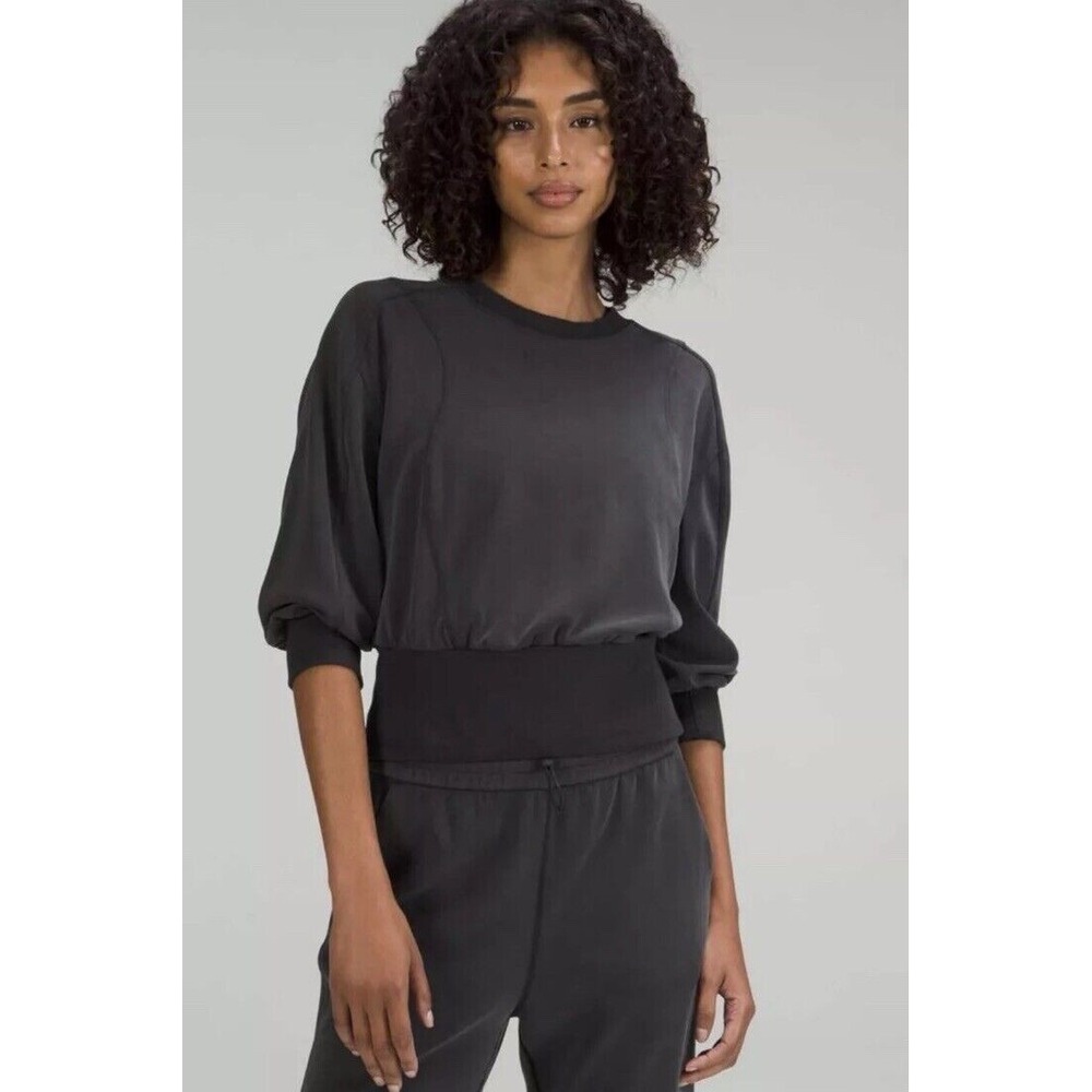 Lululemon Softstreme Ribbed-Hem Pullover Sweatshirt in Black Size 12
